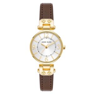 Anne Klein Essential Statement Leather & Gold Watch